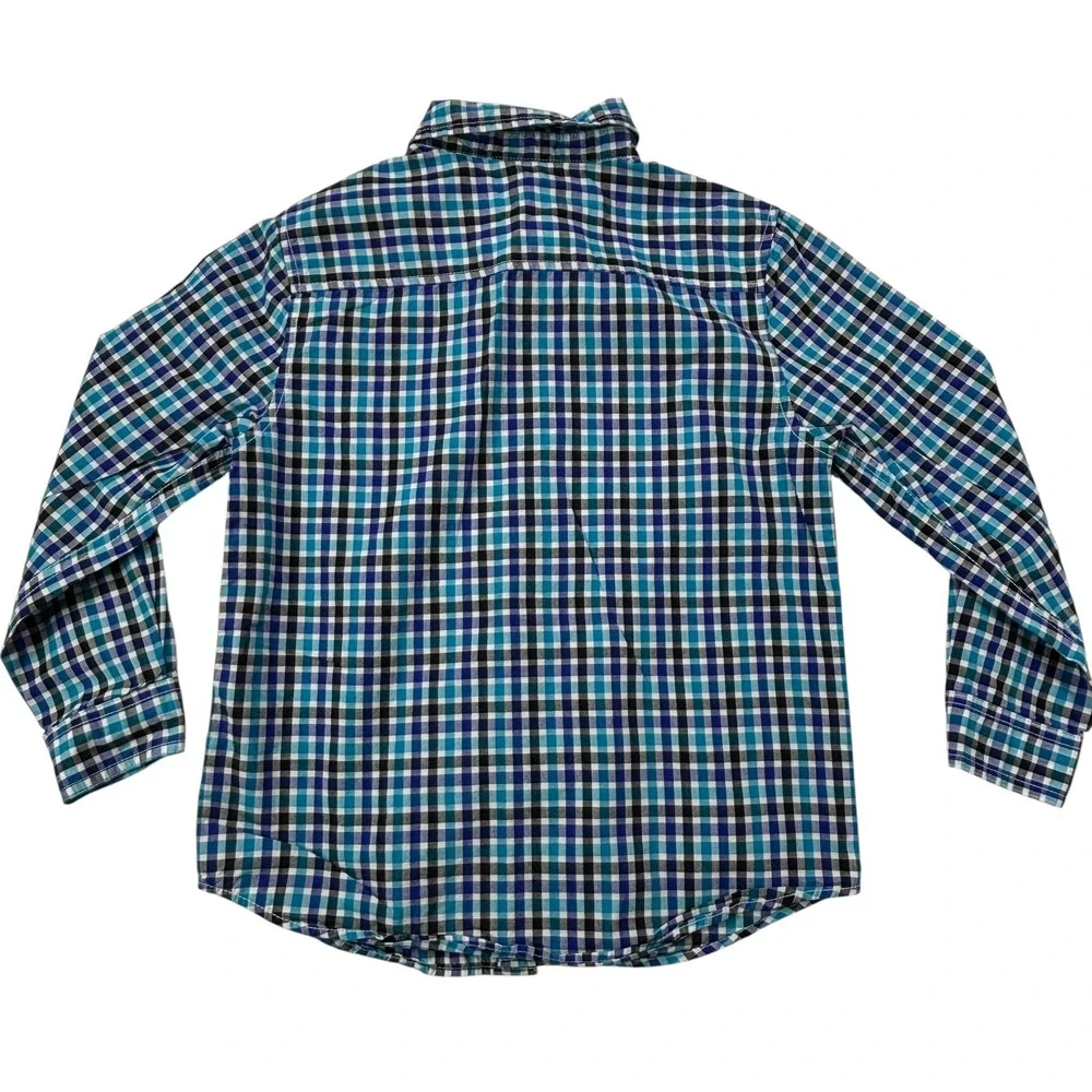 Gymboree Boys Kids Plaid Button Down Long Sleeve Shirt Size Medium 7-8‎